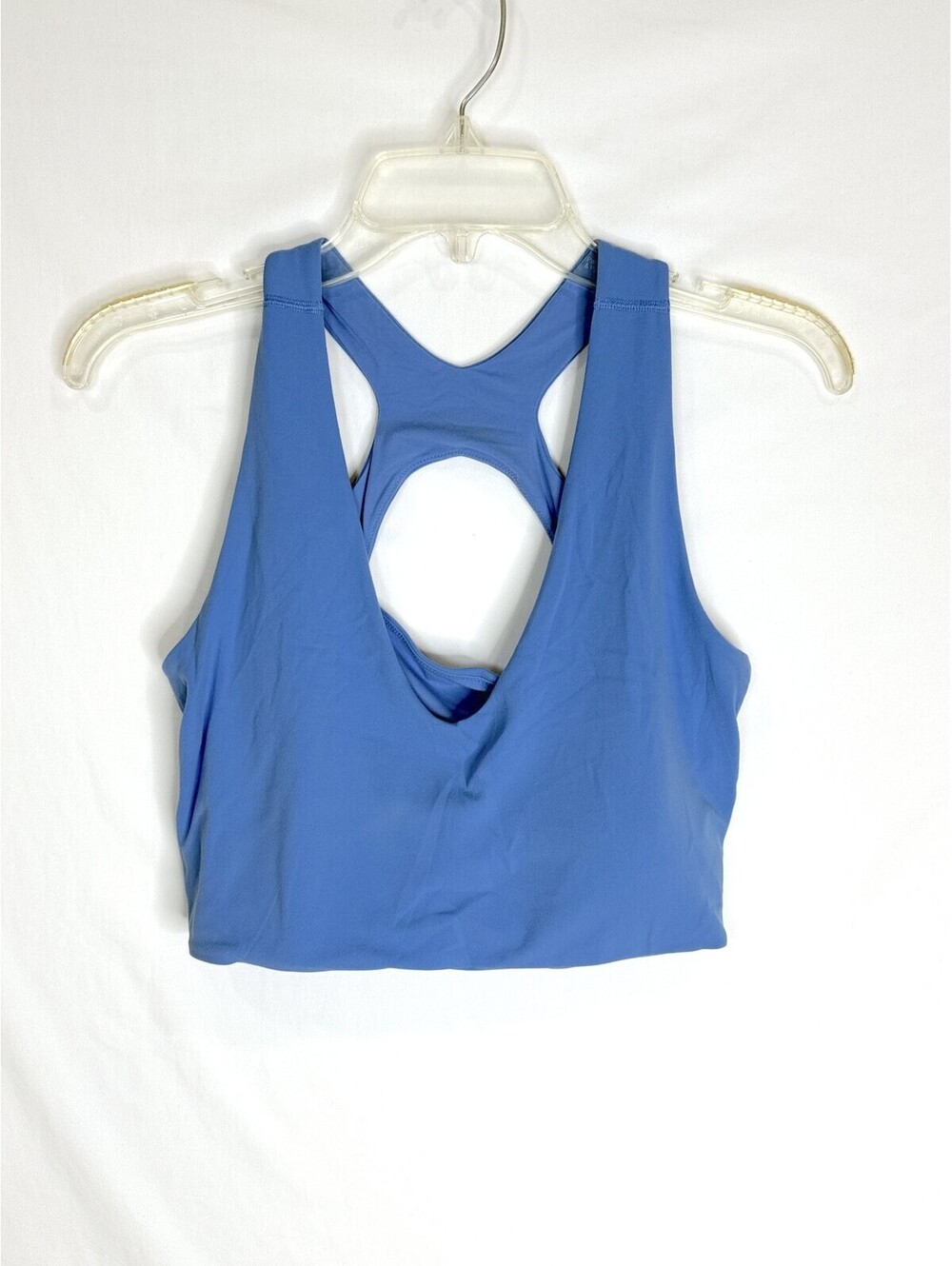 Lululemon Blue Crop Tank L/XL Built In Bra Racerback Cutout Yoga Pilates